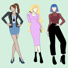 cool and fashionable girl's outfit illustration