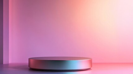 A minimalist display platform with soft gradient lighting, ideal for showcasing products.
