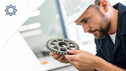Obraz premium Engineer Inspecting 3D Printed Part Macro Photo for Quality Control in Additive Manufacturing
