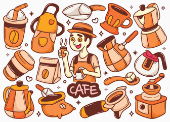  Hand Drawn Cute Cafe Doodle Illustrations