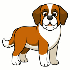 Cute Silhouette Saint Bernard Dog Vector and illustration on white Background