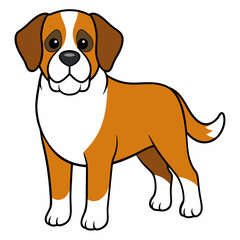 Cute Silhouette Saint Bernard Dog Vector and illustration on white Background