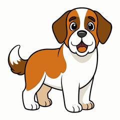 Cute Silhouette Saint Bernard Dog Vector and illustration on white Background