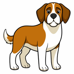 Cute Silhouette Saint Bernard Dog Vector and illustration on white Background