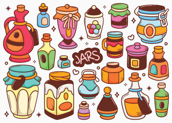 Cute Hand Drawn Jars Doodle Illustrations
