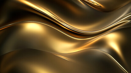 abstract background with smooth lines, abstract background featuring flowing curved waves and floating geometric curved lines, liquid fluid shiny smooth metal texture with glowing effect.