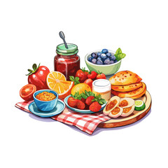Watercolor breakfast still life watercolor for decoration design vector illustration (4)