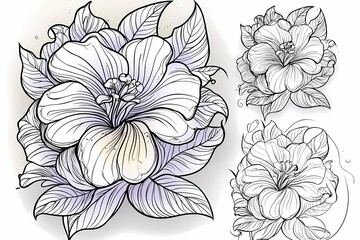 Intricate Hand-Drawn Floral Illustrations with Delicate Petals