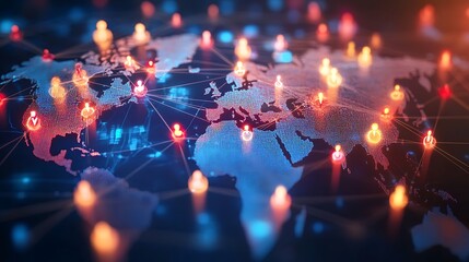 Fototapeta premium Global network connection showing worldwide communication and interaction.