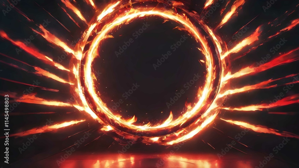 Poster a red inferno tunnel with glowing sparks, creating a dynamic and captivating visual effect