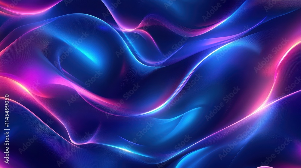 Poster abstract neon waves flowing dynamically across dark background