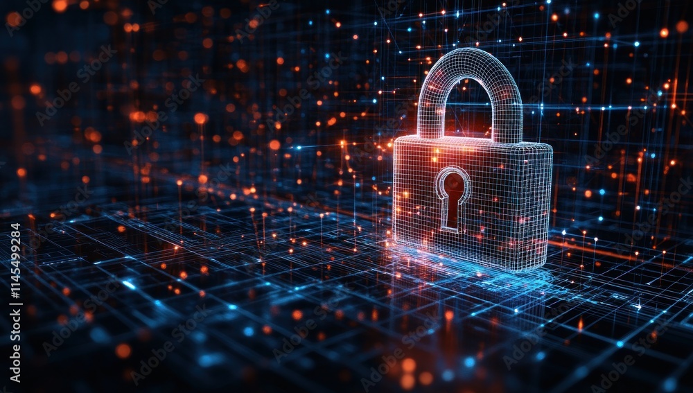 Aufkleber digital representation of a padlock symbolizing cybersecurity and data protection.