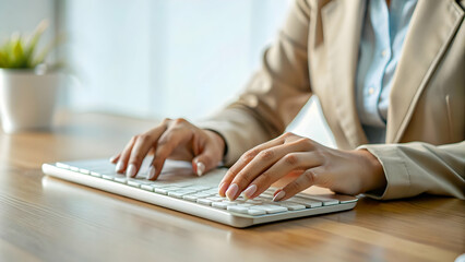 Macro Shot Entrepreneur Hands Typing Keyboard Symbolizing Business Progress Empowerment