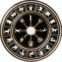Obraz premium Ornate Circular Zodiac Wheel with Gold Animal Symbols