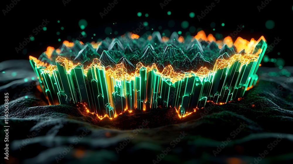 Poster glowing crystal data visualization - abstract backgrounds