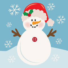 Funny Christmas snowman  vector cartoon illustration