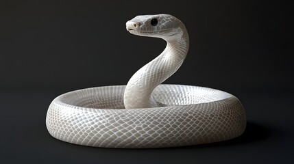 Fototapeta premium Albino Snake Coiled In A Dark Setting