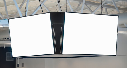 blank hanging LED screen in stadium