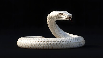 Fototapeta premium A Majestic Albino Snake Poses Against A Dark Background