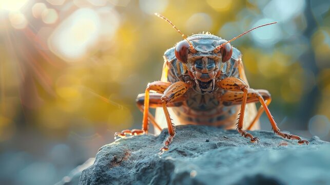 A close-up photograph of a large male scarab beetle with powerful jaws.