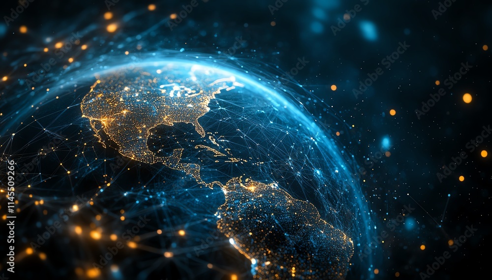 Aufkleber business leaders using digital technology to optimize software development, with global network data