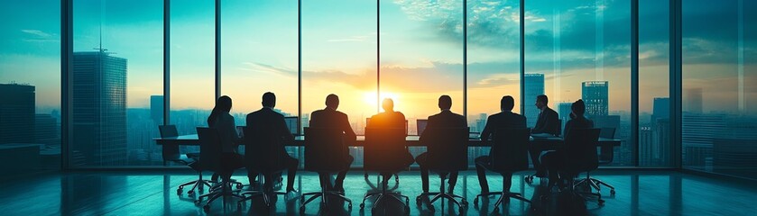 Obraz premium Business professionals discussing strategies in a hightech environment, with dynamic digital software development, global network connections, and social media marketing tools