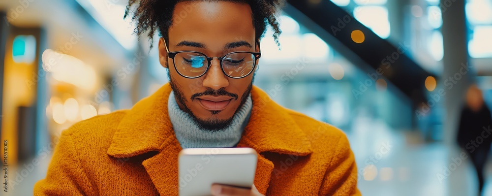 Aufkleber digital professional using a mobile phone and laptop, with interconnected internet networks and futu