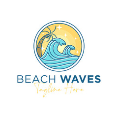 beach wave outline circle logo
