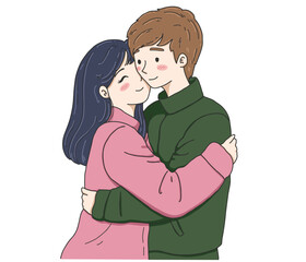 Hug and Hold: A Romantic Gesture for International Hug Day vector illustration on white background	
