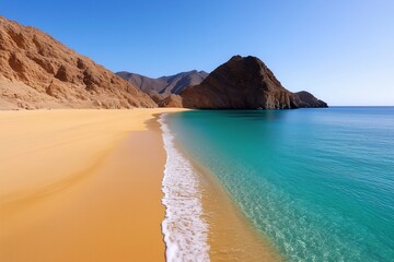 Serene Coastal Landscape: Golden Sands and Turquoise Waters