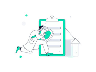 Doctor examines patient flat vector concept operation hand drawn illustration
