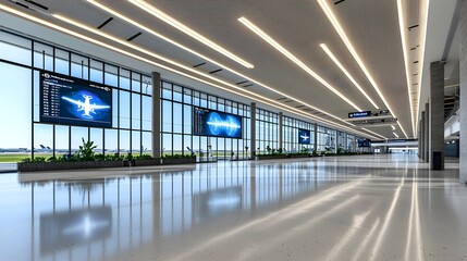 Modern Airport Departure Lounge Interior - Minimalist Design