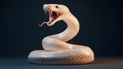 Fototapeta premium Albino Cobra Striking A Threatening Pose