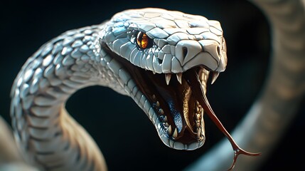 Fototapeta premium Majestic Albino Serpent Head Strikes a Pose