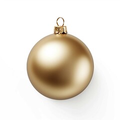  Gold Bauble, Isolated on white background, flat lay 