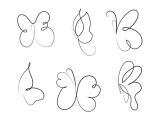 Hand draw collection of pretty butterflies design
