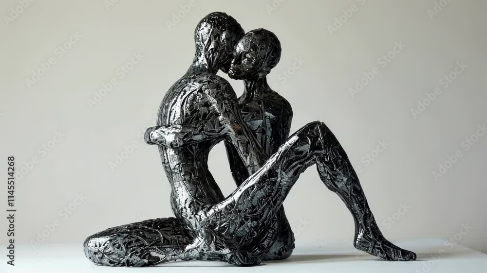 Poster a sculptural pose depicting two bodies in a state of entanglement highlighting the idea of inseparab