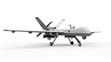 Modern Military Drone Isolated on White Background