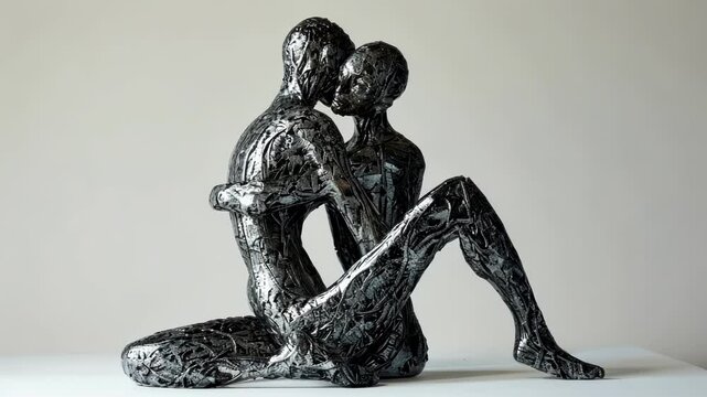 A sculptural pose depicting two bodies in a state of entanglement highlighting the idea of inseparability and oneness.