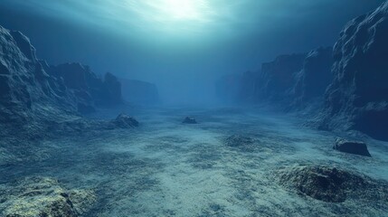 Eerie Abyssal Plain Landscape in the Vast Ocean Depths