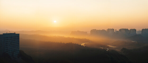 Breathtaking Sunset Over Canyon Vista &ndash; Epic Nature Landscape Website Header or Cinematic Background