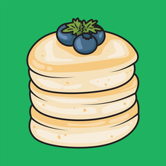 vector delicious pancakes with blueberries on top
