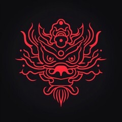 Red Dragon Head Line Art  Intricate Chinese Dragon Design