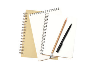 PNG,Notebooks with pens, isolated on white background