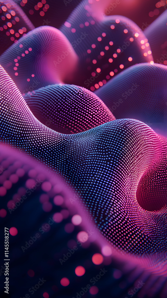 Poster dynamic colorful waves abstract digital art high-tech environment vibrant color palette close-up vie