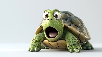 A cartoon turtle with a surprised expression on its face