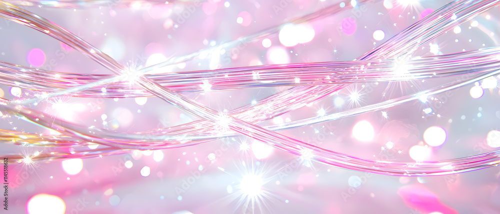 Poster dynamic light trails abstract background digital art vibrant colors close-up view ethereal atmospher