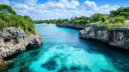 Breathtaking Drone Shot of Turquoise Waters and Rocky Coastline