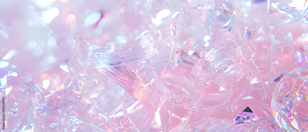 Poster shimmering crystals and iridescent gems abstract art close-up bright environment macro view visual s