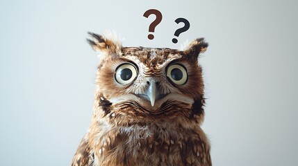 Obraz premium A brown owl with big eyes and a surprised expression